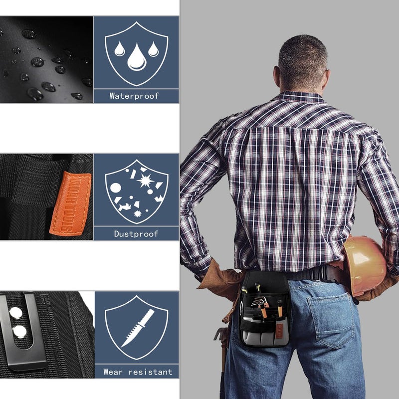 VIDAR TOOLS Small Tool Pouch with Belt Clip,Tool Belt Pouches,Electrician Tool Pouch.Mini Organizer Pocket Attachment for Tool Belt,5 Pockets and Heavy-Duty Metal Belt Clip Attachment.… - Image 3